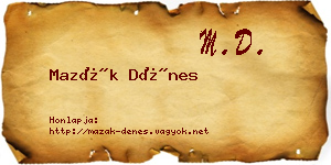Mazák Dénes névjegykártya